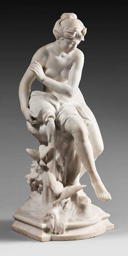 Signed and written on the base: Math. Moreau The Source - Mathurin Moreau (1822-1912)