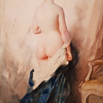 Charles Chaplin (1825-1891) - Naked girl in drape