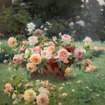 Henri Biva (1848-1928) - Le Panier de Roses