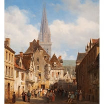 Justin Pierre Ouvrié (1806-1879) - Animated square in Finistère