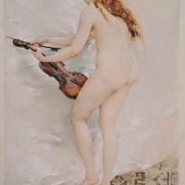 Guillaume Dubufe (1853–1909) - Young woman playing the violin