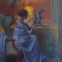 Delphin Enjolras (1857-1945) - Jeune femme admirant une oeuvre d'art