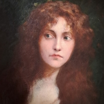 Jules Aviat (1844-1931) - Portrait d'une jeune femme curieuse