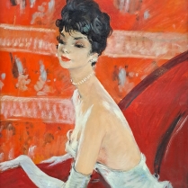Jean-Gabriel Domergue (1889-1962) - Elegant Lady in white dress
