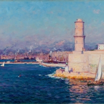 Jean-Baptiste Olive (1848-1936) - The entrance to the Port &ldquo;La Joliette&rdquo;, Marseille